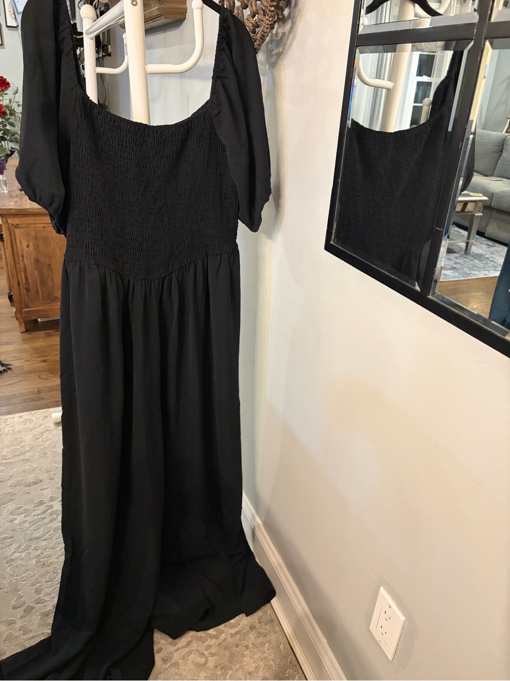 Black Smocked pants jumpsuit romper - Women size XXL